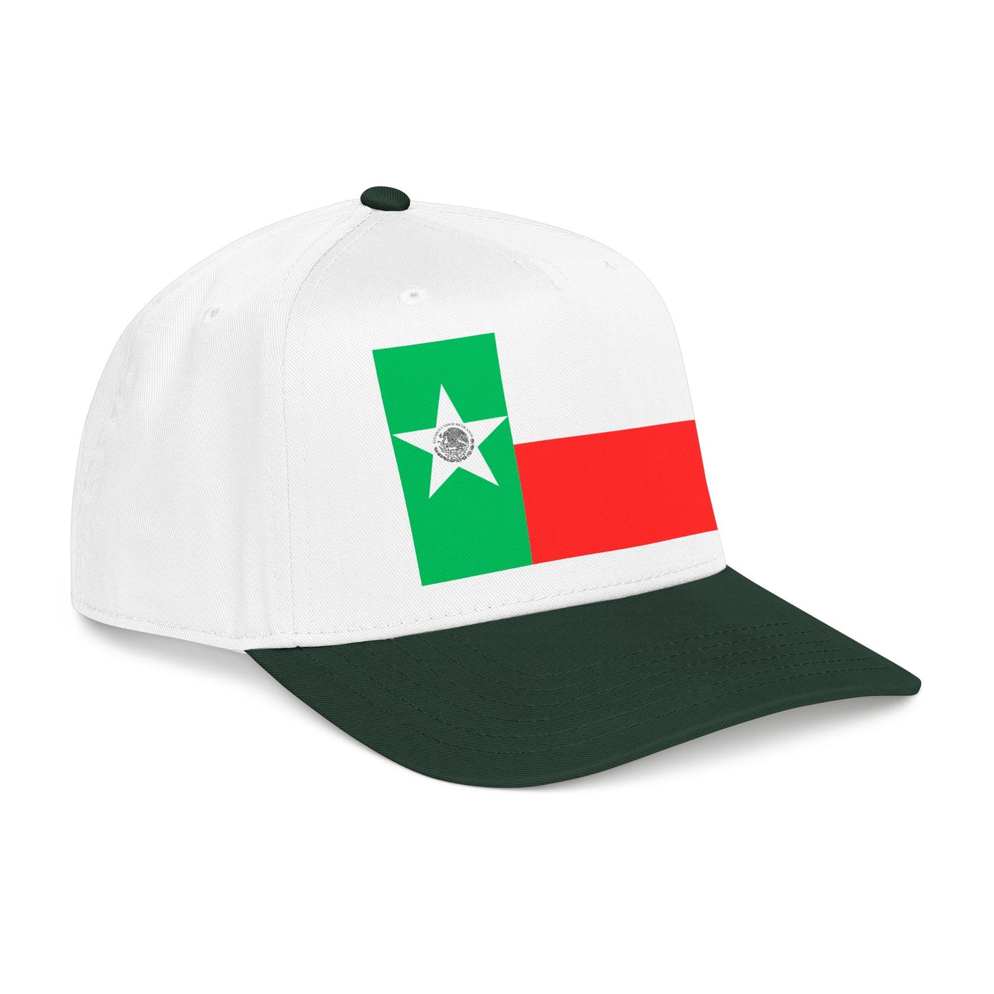 Mexico Flag Star embroidered Tricolor Mid Profile Baseball Cap | Mexican Flag Cap