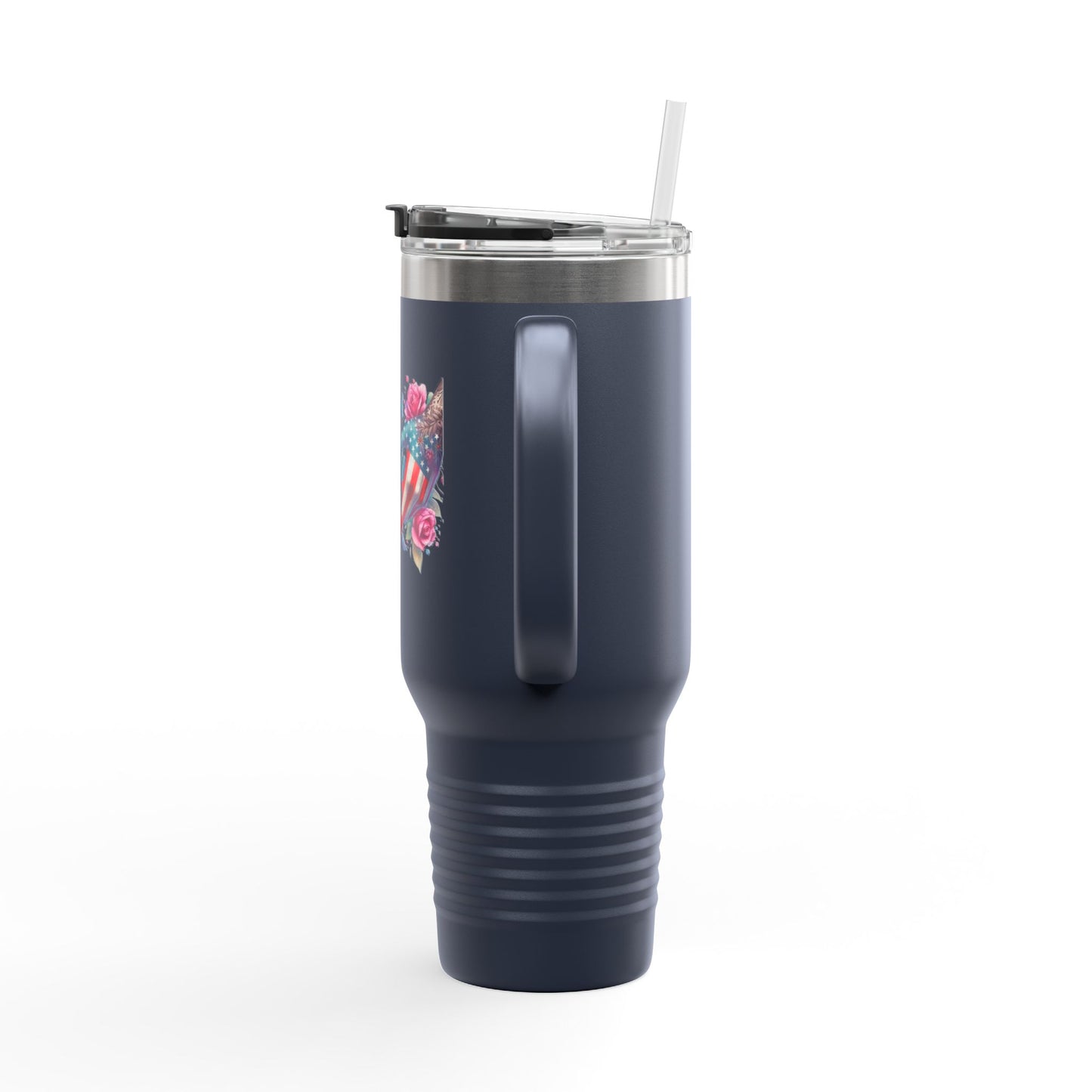 Colorful Floral Elephant Heart Travel Mug | 40oz Insulated Tumbler