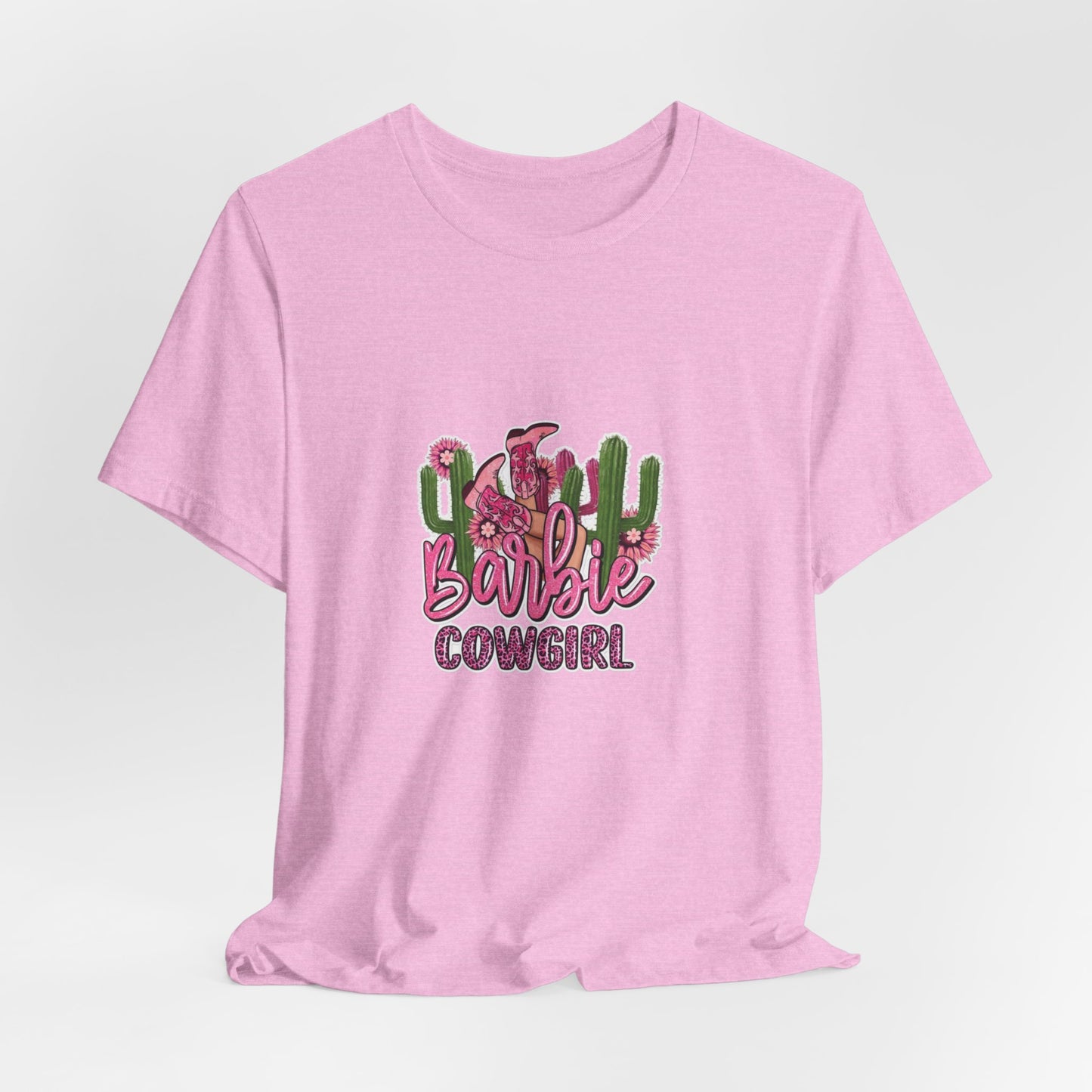 Barbie Cowgirl T‑Shirt – Pink Western Cactus Graphic Tee