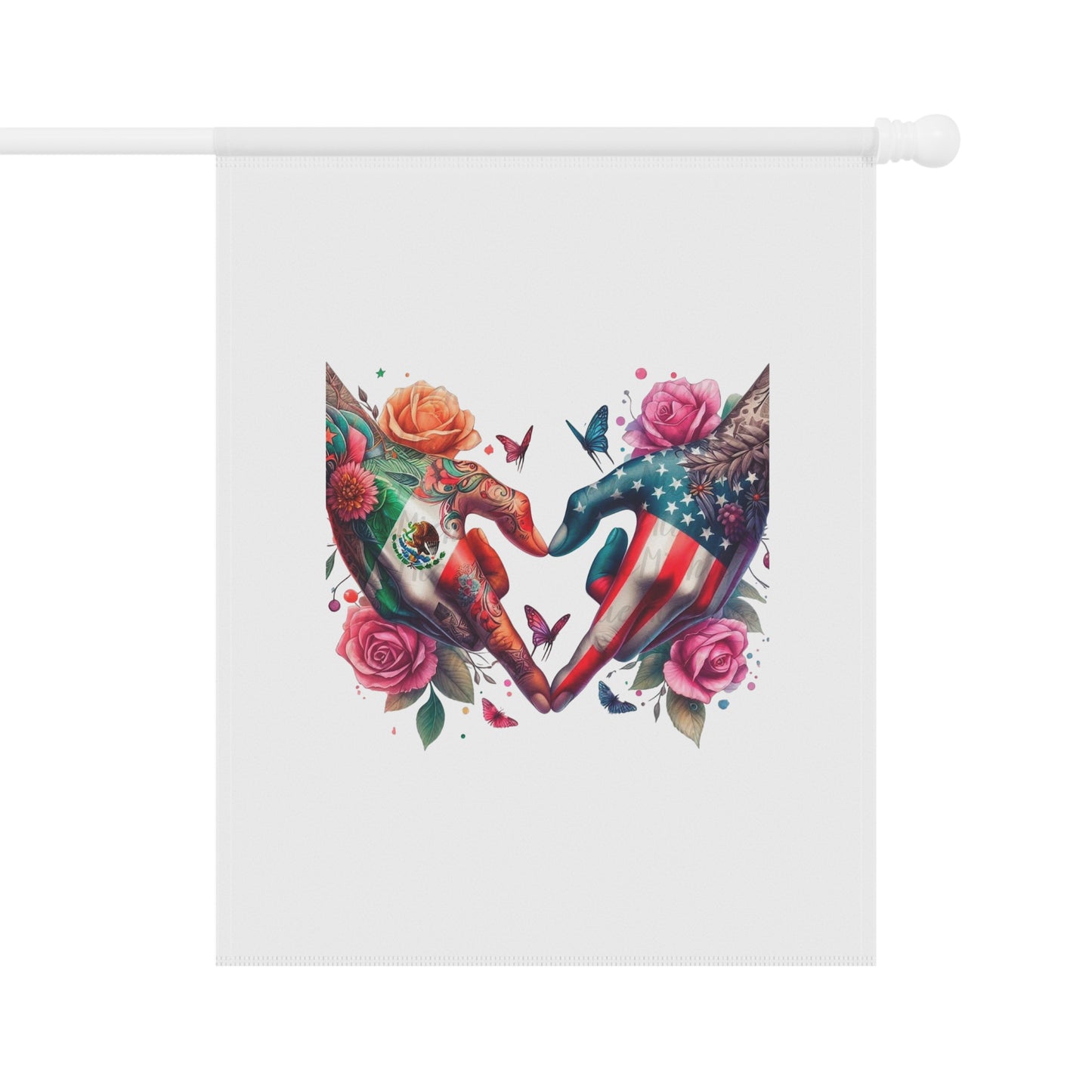 Patriotic Elephant Heart Garden Flag | House Banner, Floral Americana