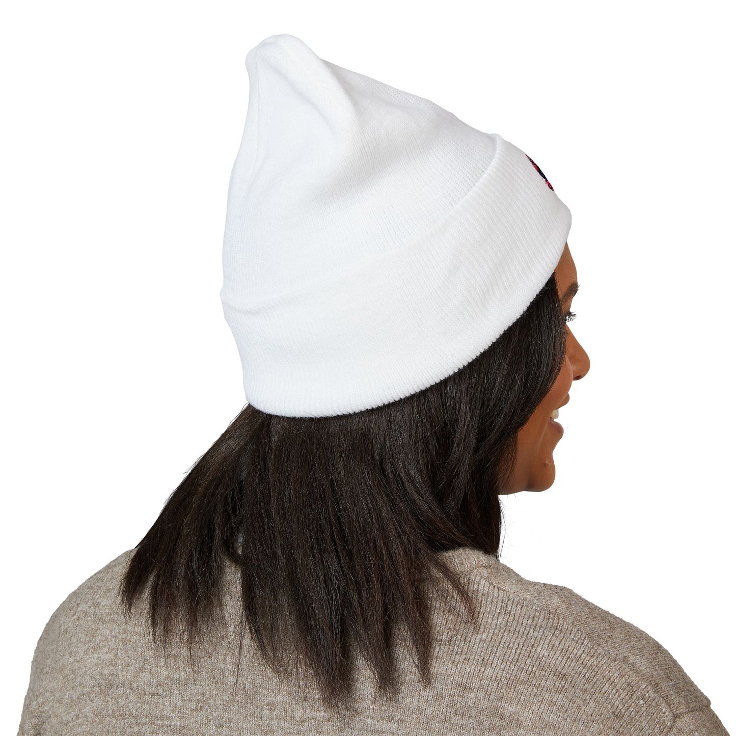 Embroidered Floral Heart Beanie — Classic Cuffed Knit Hat