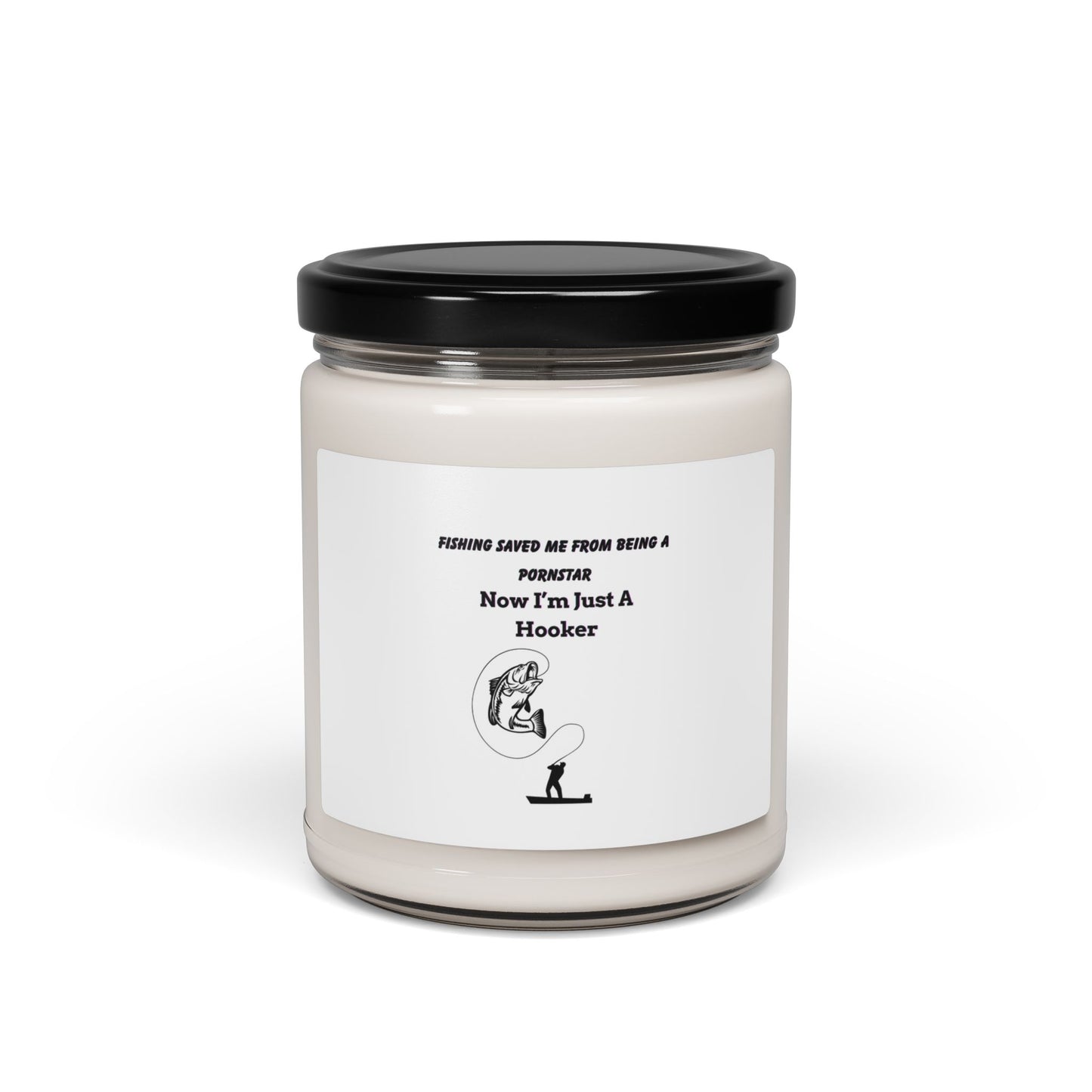 Funny Fishing Hooker Illustration Candle | Scented Soy Candle, 9oz