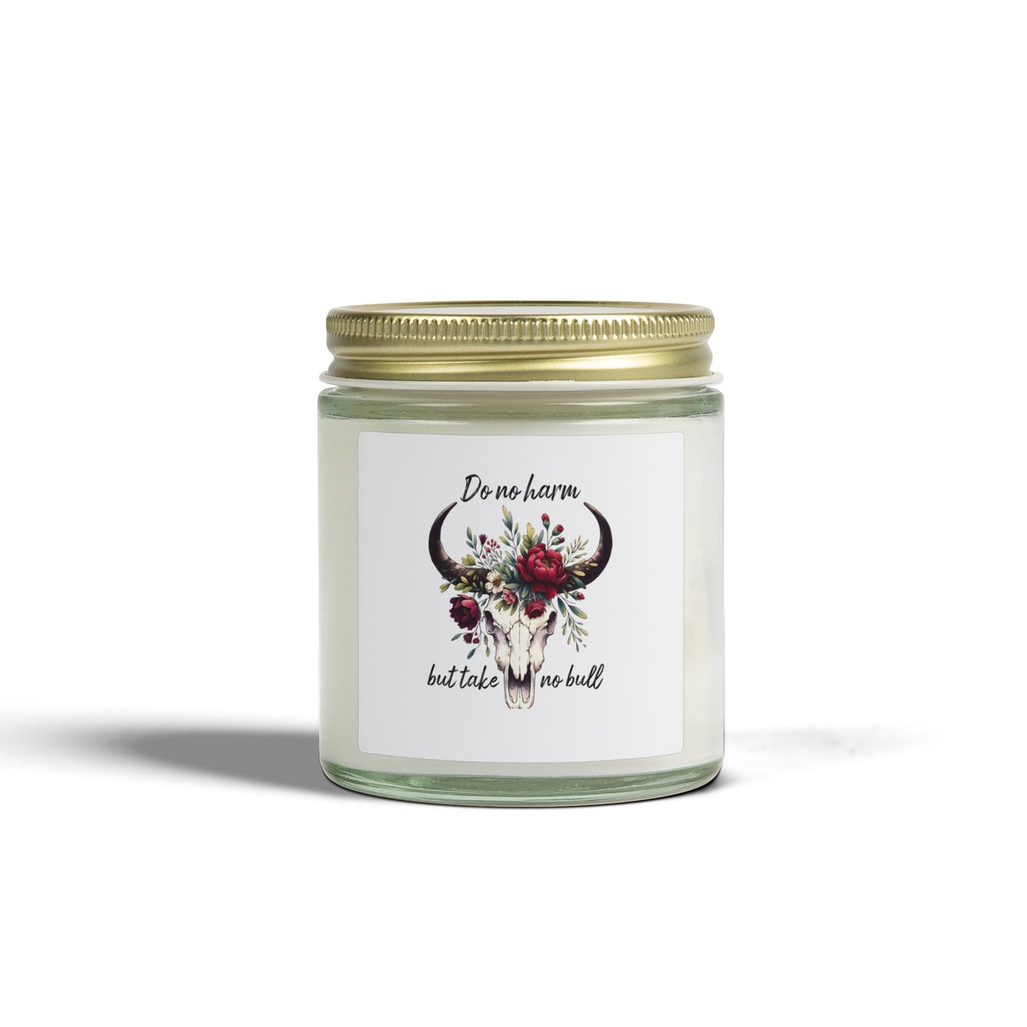 Floral Bull Skull Southwestern Cow Skull Candle | Scented Coconut Apricot Wax