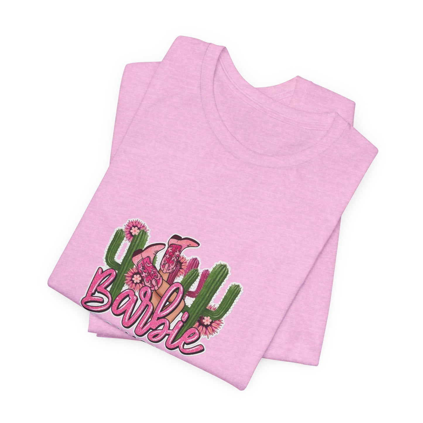 Barbie Cowgirl T‑Shirt – Pink Western Cactus Graphic Tee