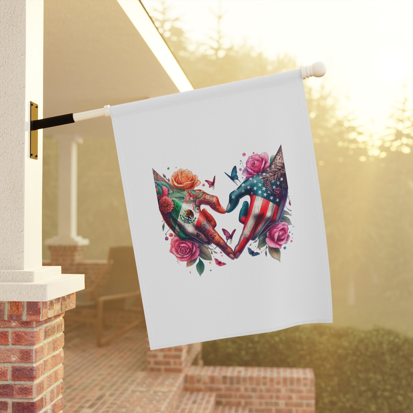 Patriotic Elephant Heart Garden Flag | House Banner, Floral Americana