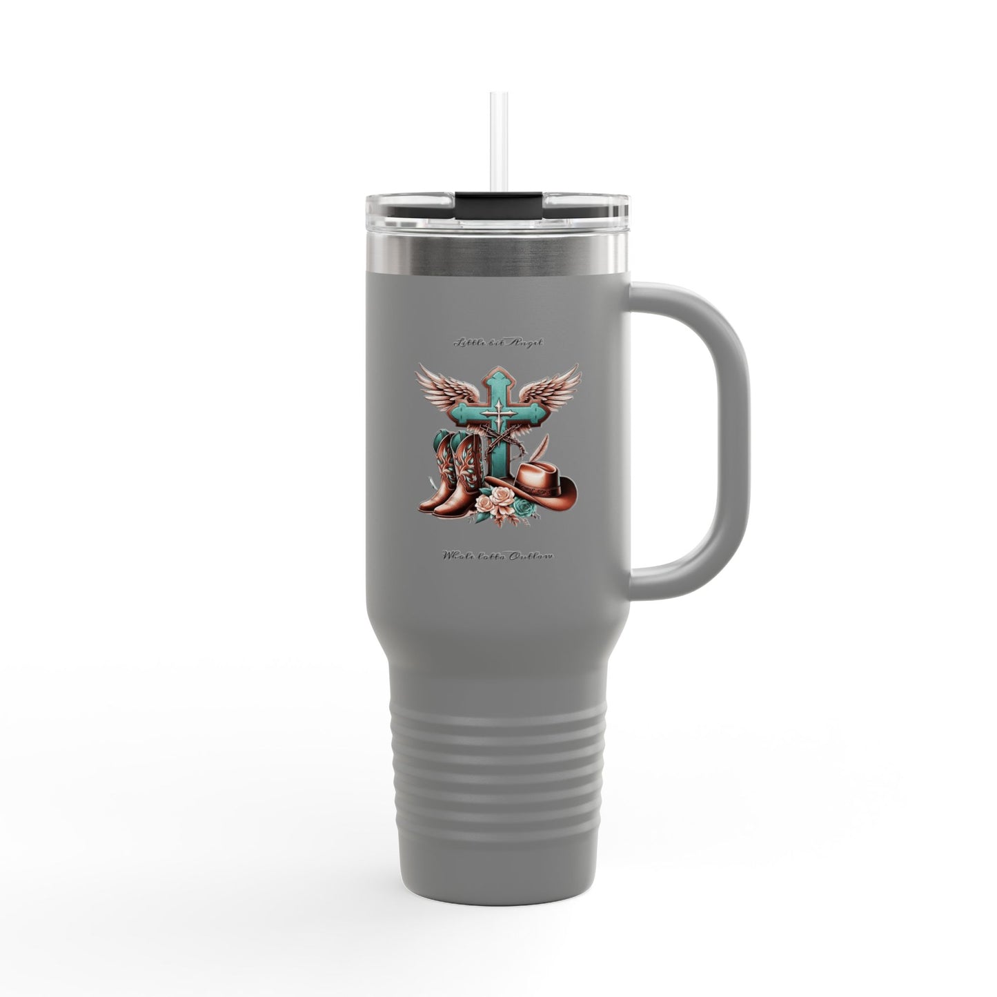 Cross with Cowboy Boots Travel Mug | 40oz Insulated Tumbler