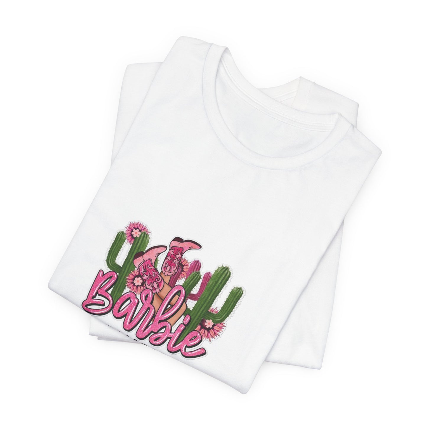 Barbie Cowgirl T‑Shirt – Pink Western Cactus Graphic Tee
