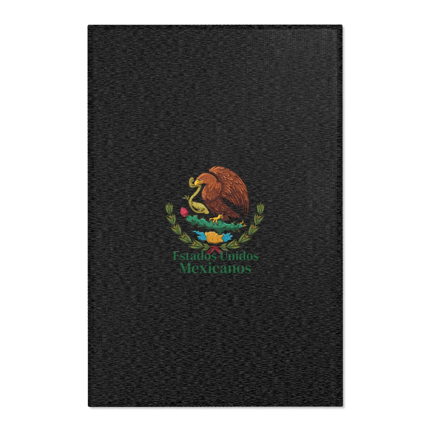 Mexican Coat of Arms Black Area Rug – Emblematic Aztec Eagle Accent Rug