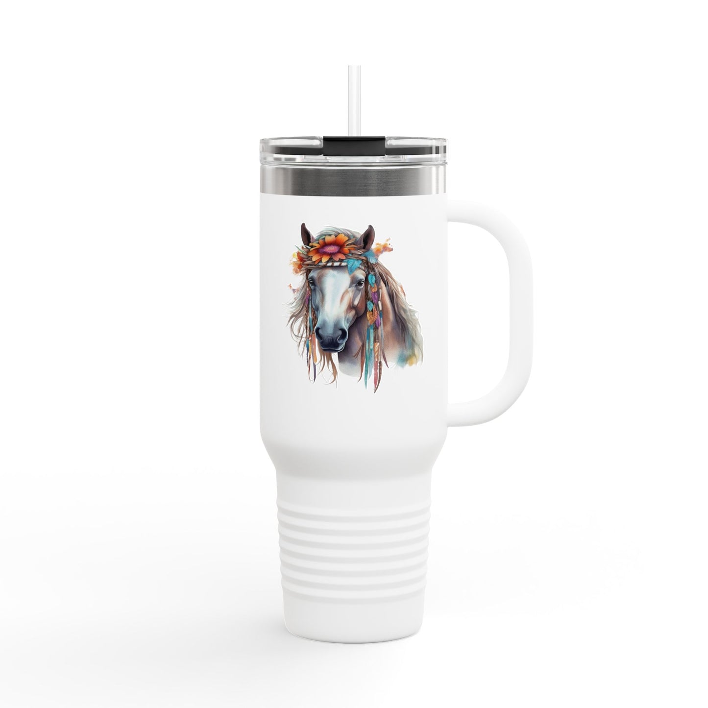 Boho Floral Horse Insulated Travel Mug | 40oz
