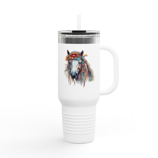 Boho Floral Horse Insulated Travel Mug | 40oz