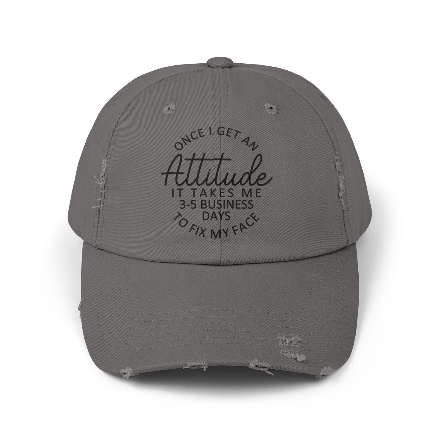 Once I Get An Attitude cap | Distressed Baseball Hat with Funny Quote