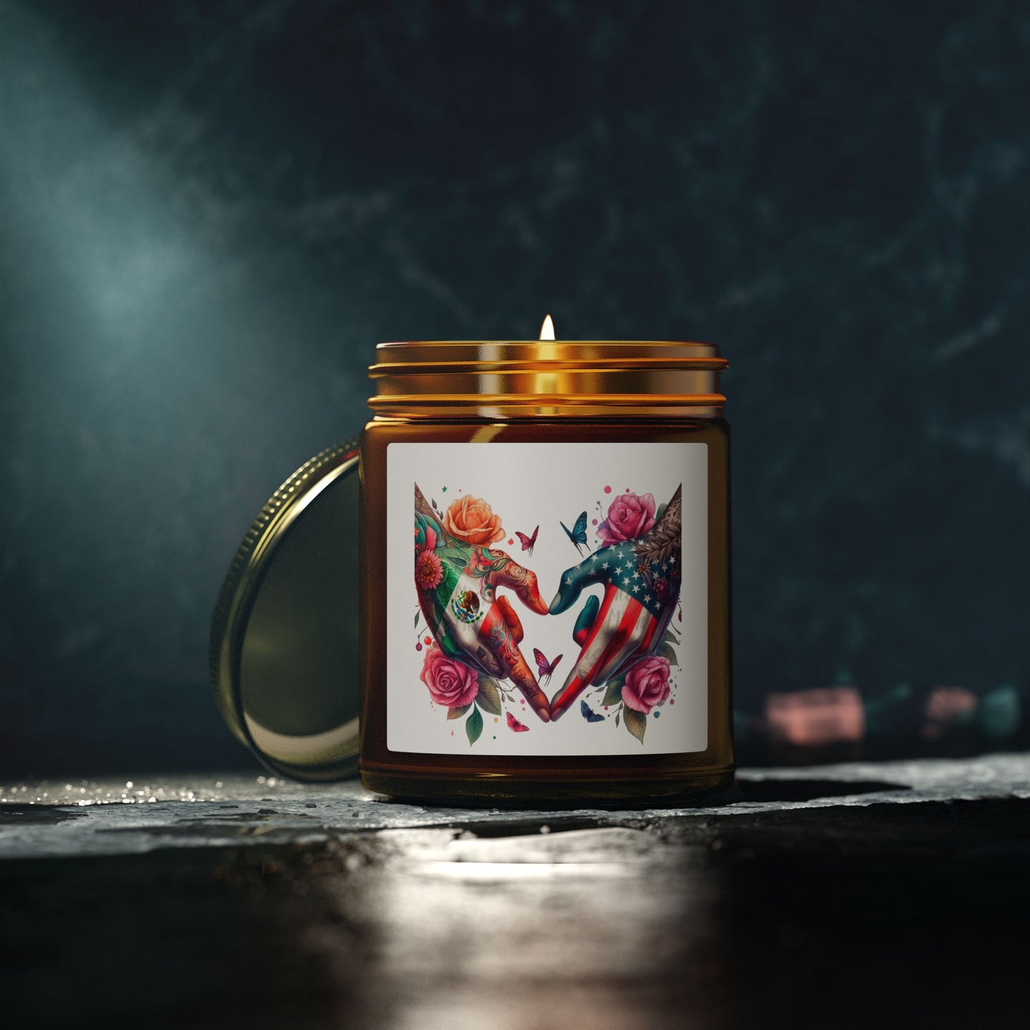 Rose & Butterfly Heart Candle — Scented Coconut Apricot Wax (4oz & 9oz)