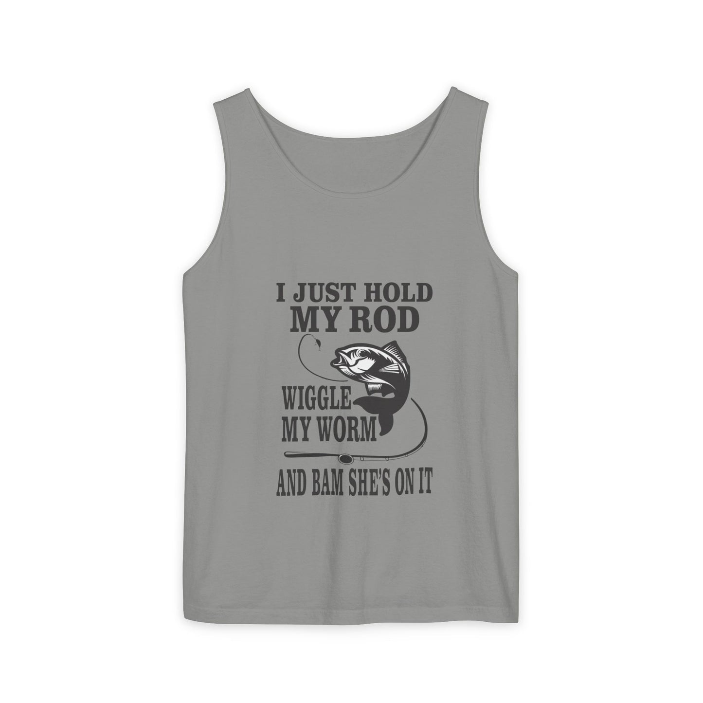 I Just Hold My Rod Fishing Tank Top | Funny Fishing Quote, Bass Graphic