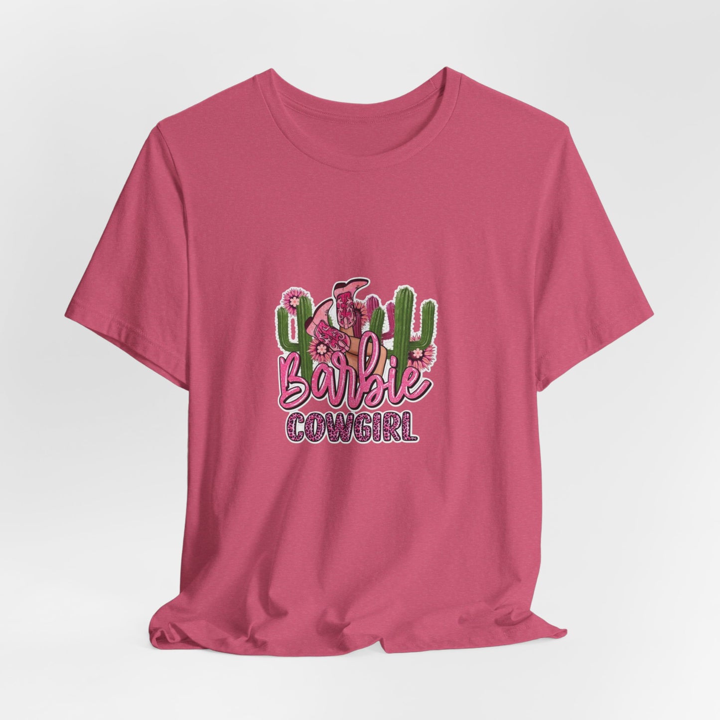Barbie Cowgirl T‑Shirt – Pink Western Cactus Graphic Tee