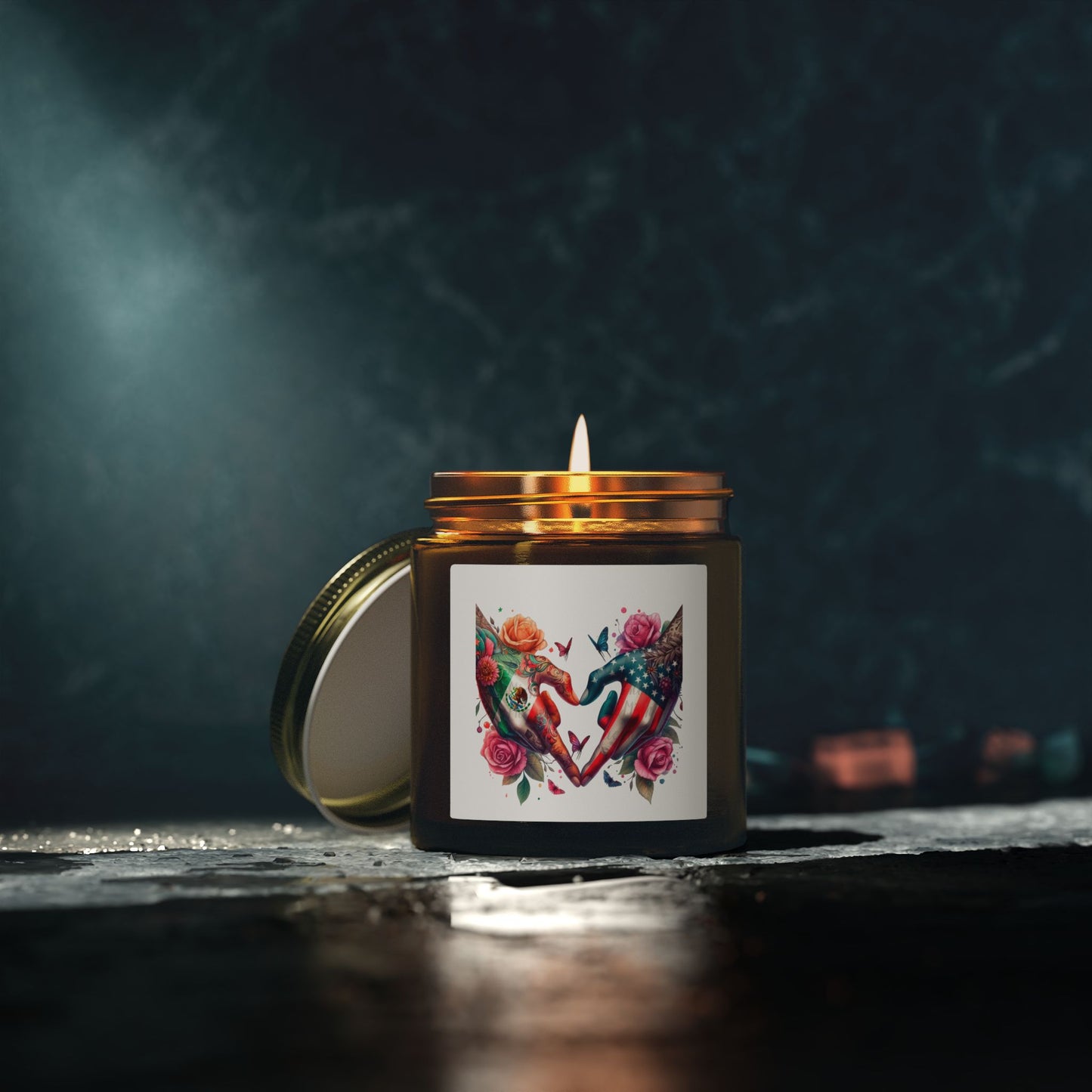 Rose & Butterfly Heart Candle — Scented Coconut Apricot Wax (4oz & 9oz)