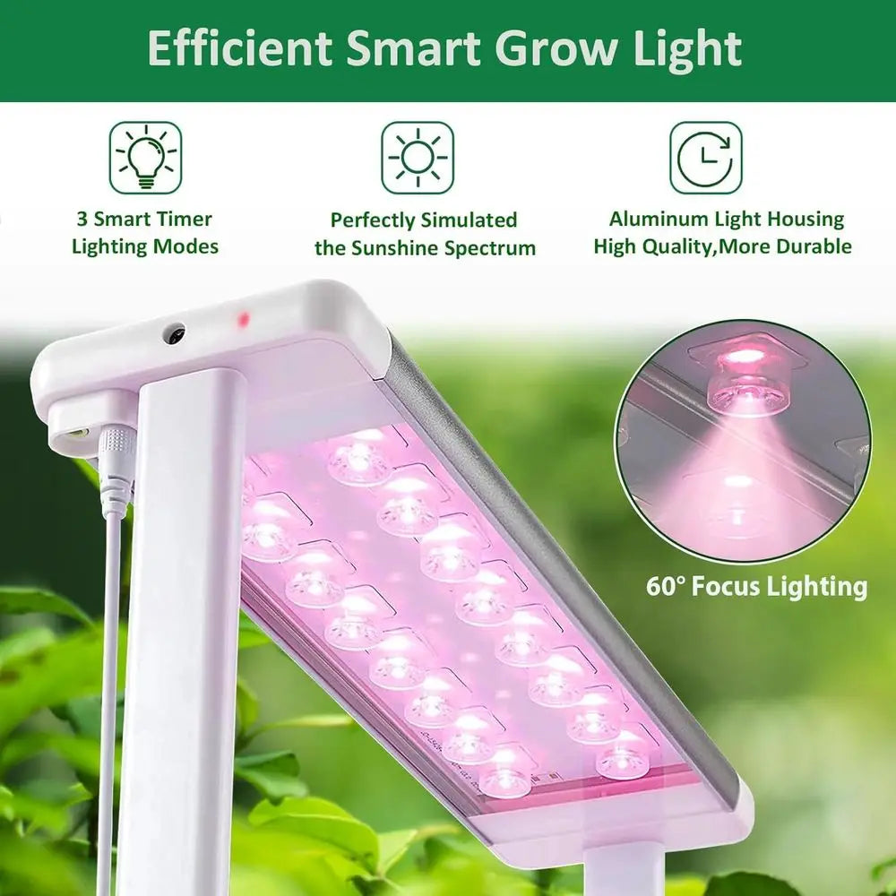 Indoor Vertical Hydroponic System with LED Lighting for Growing Tomatoes, Peppers, and Cucumbers