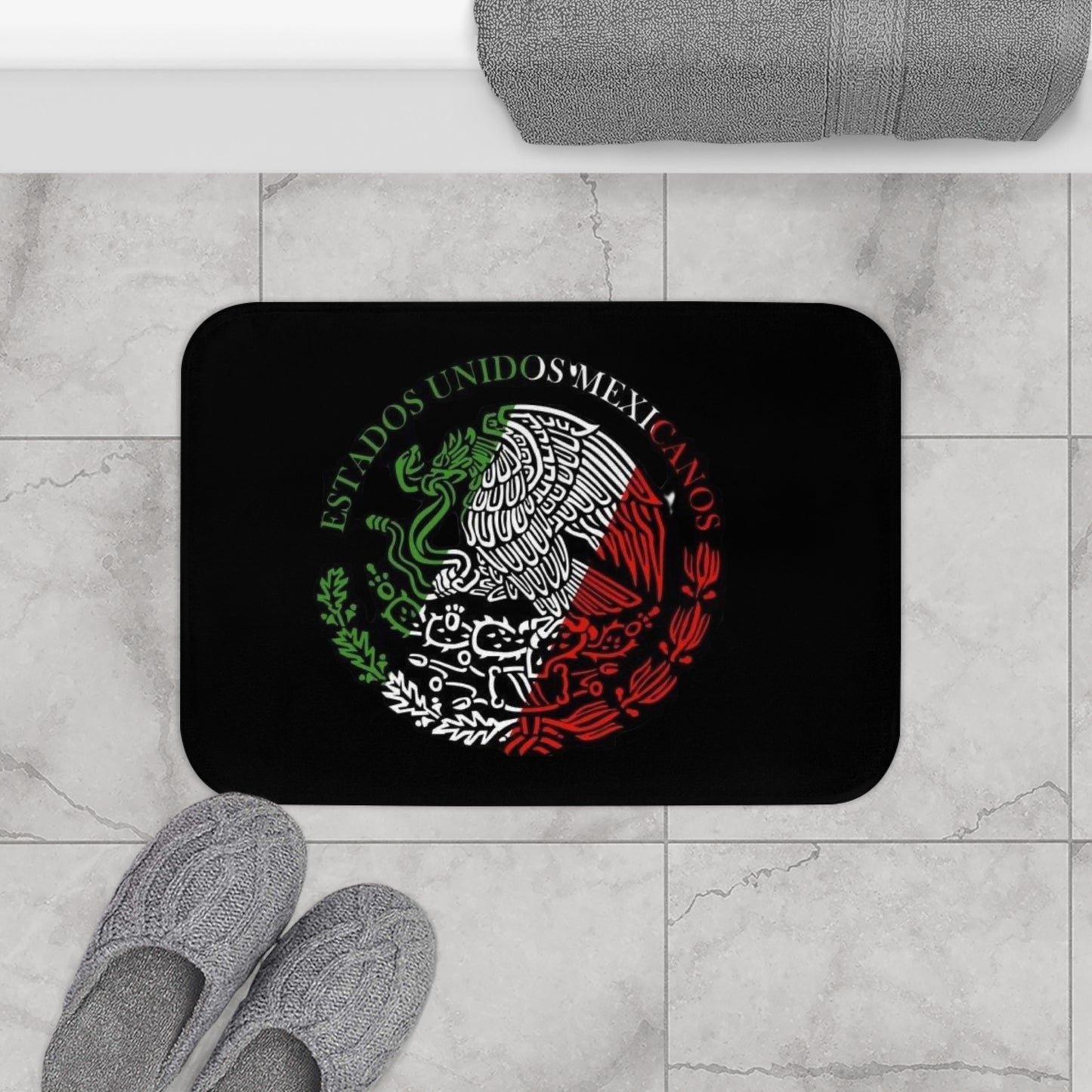 Mexican Eagle Coat of Arms Bath Mat | Mexico Flag Emblem Non-Slip