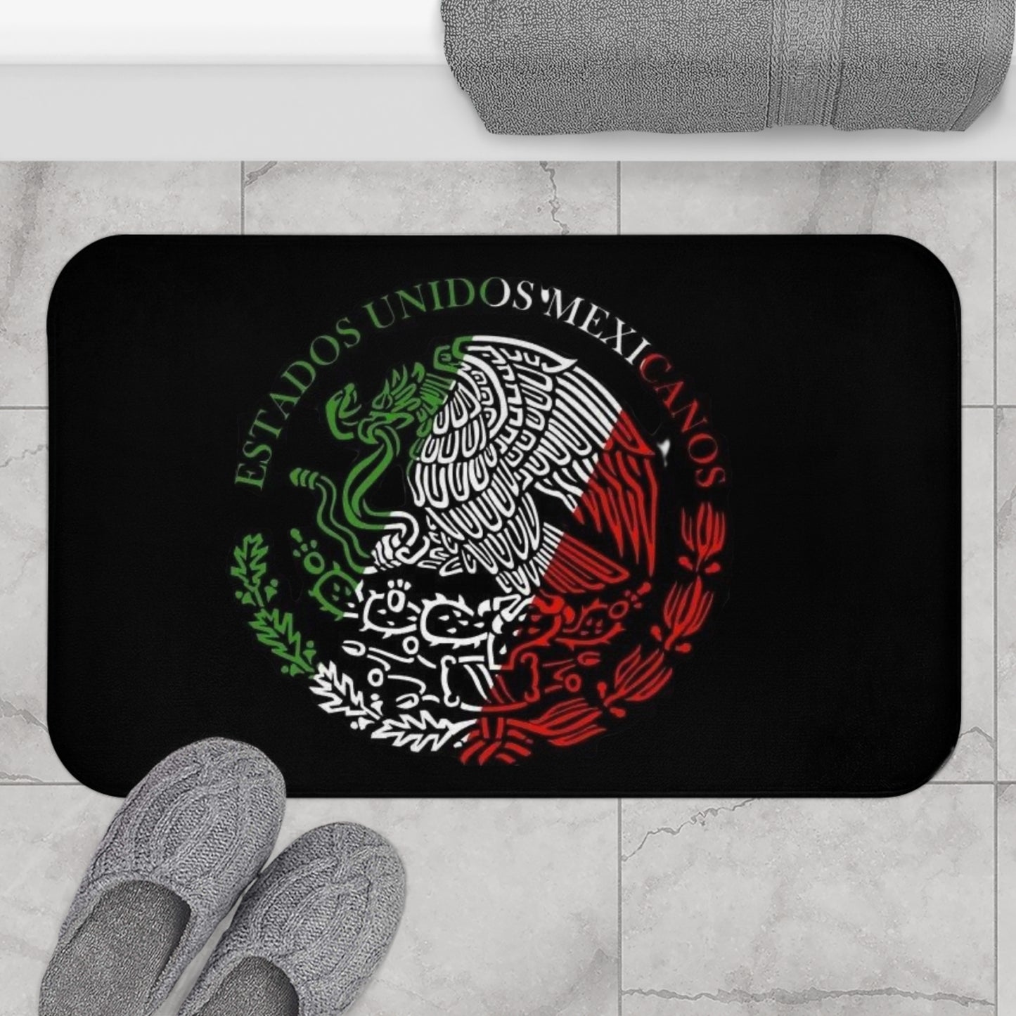 Mexican Eagle Coat of Arms Bath Mat | Mexico Flag Emblem Non-Slip