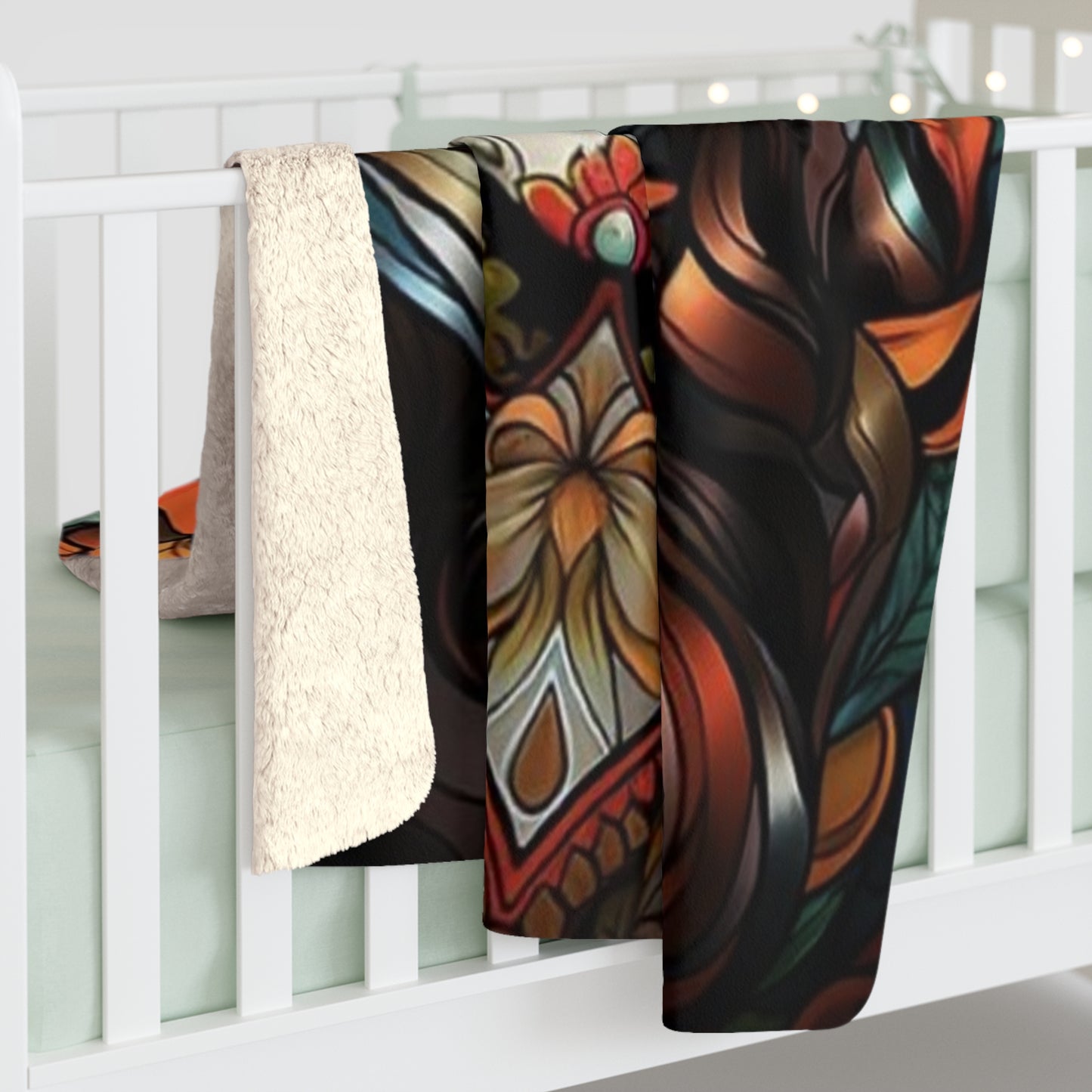 Sugar Skull Woman Sherpa Fleece Blanket | Dia de los Muertos Floral Throw