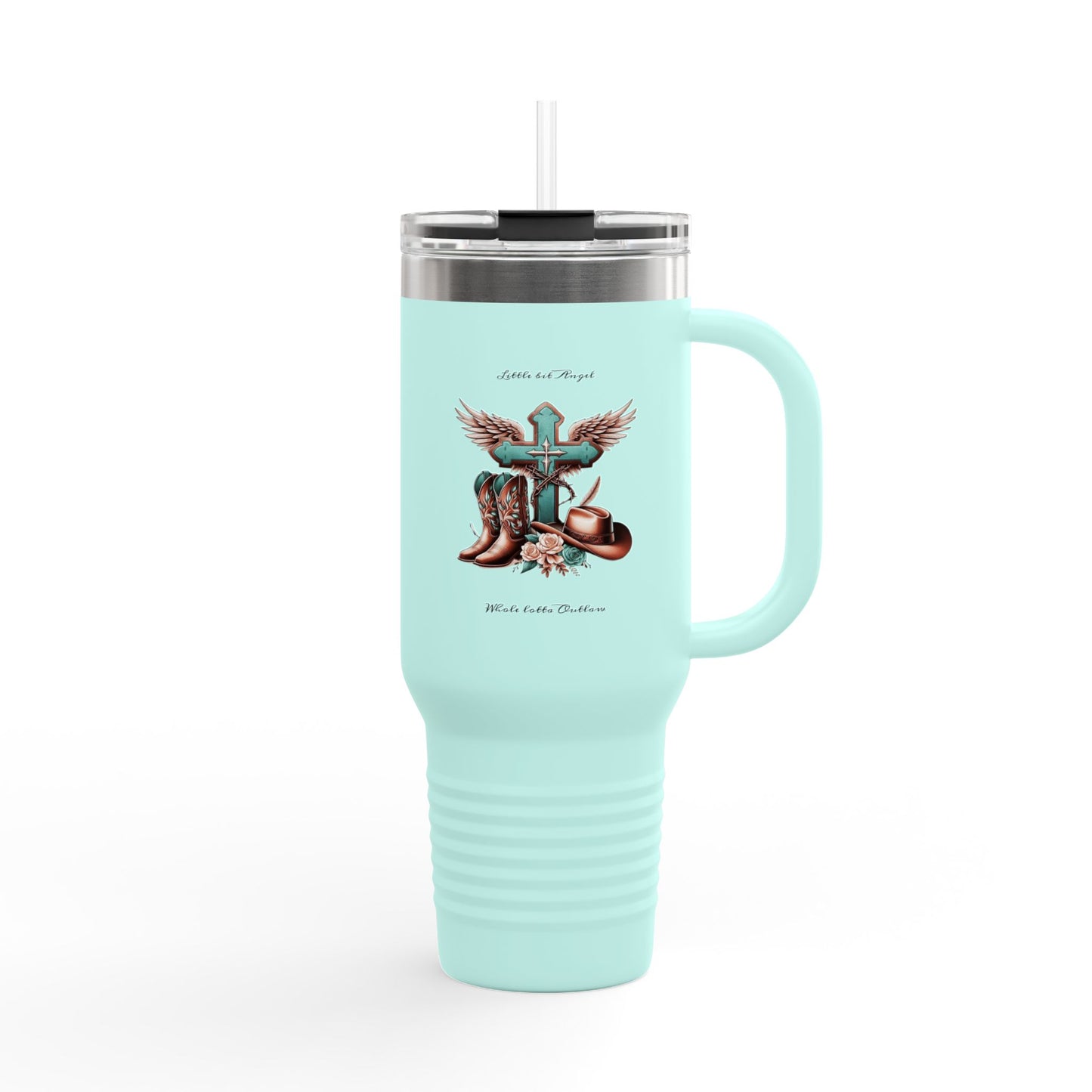 Cross with Cowboy Boots Travel Mug | 40oz Insulated Tumbler
