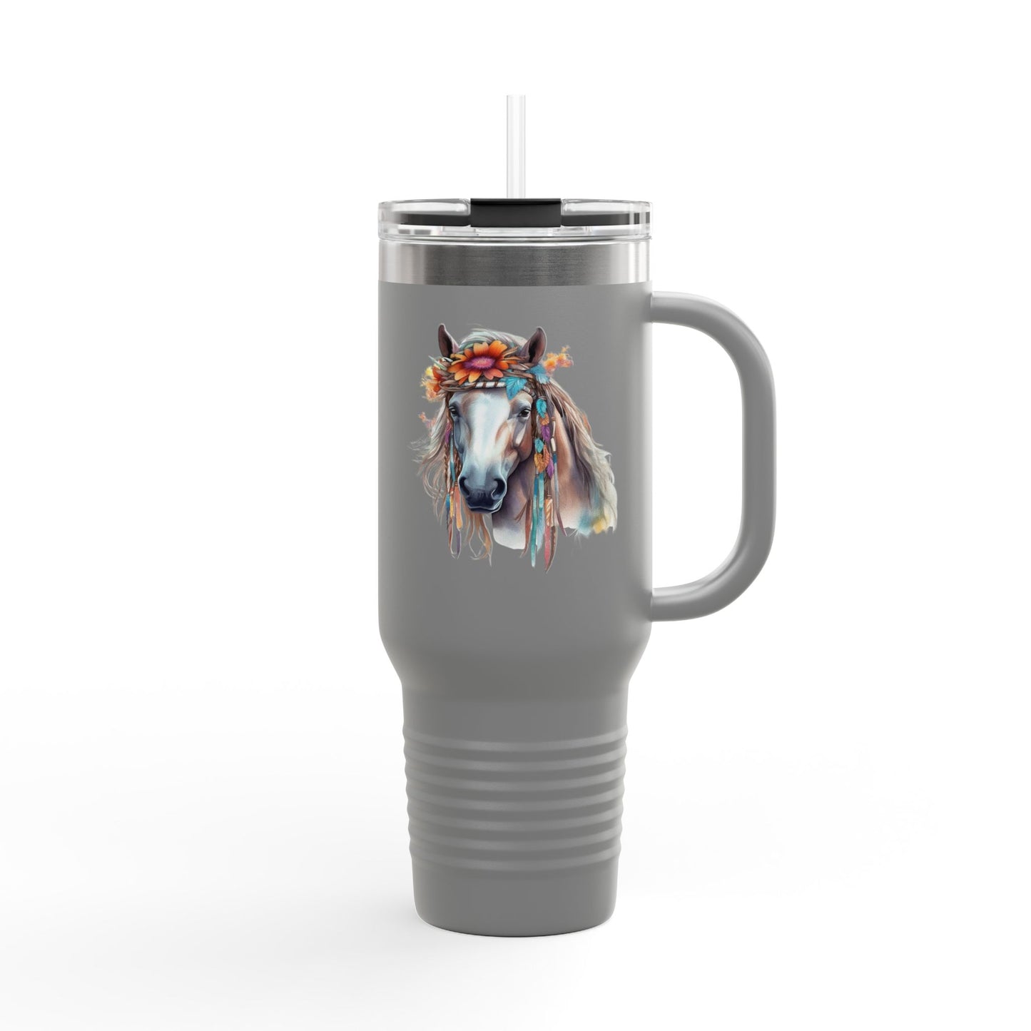Boho Floral Horse Insulated Travel Mug | 40oz