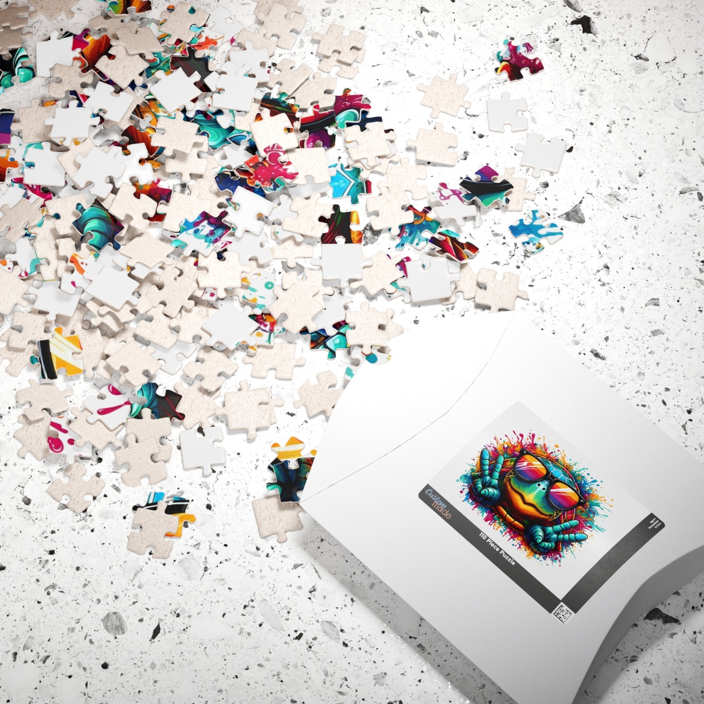Colorful Turtle with Sunglasses Puzzle | Vibrant Tropical Animal Jigsaw