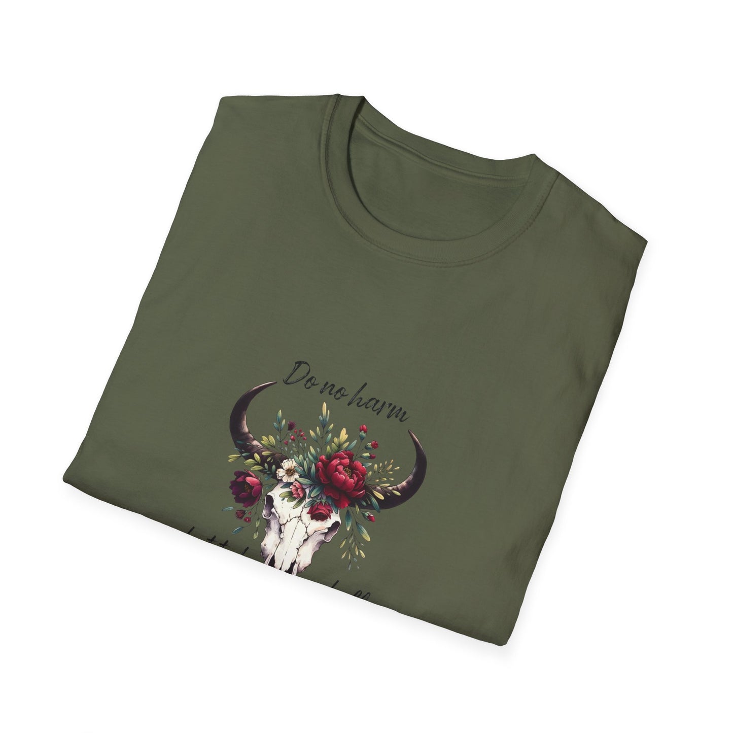 Floral Bull Skull Southwestern Boho Cow Skull T-Shirt | Floral Cow Skull Tee