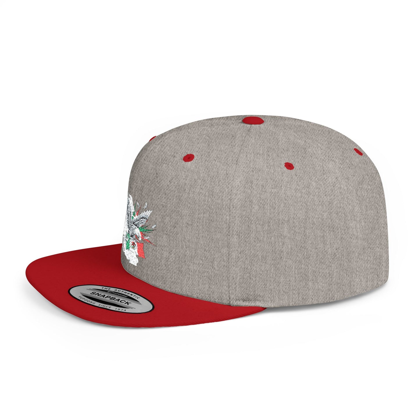 Mexican Flag Skull Flat Bill Snapback | Mexico Skull Cap, Grunge Patriotic Hat