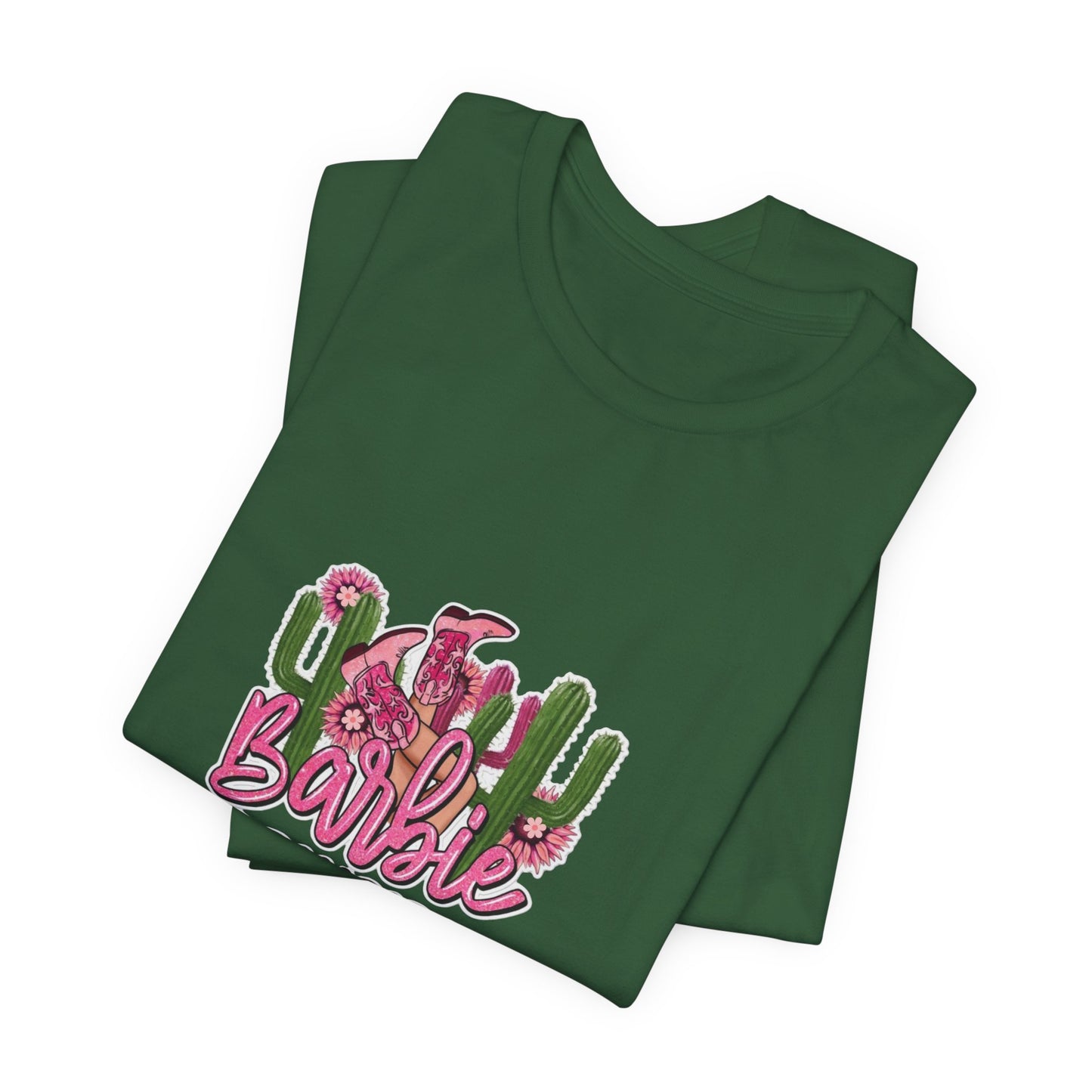 Barbie Cowgirl T‑Shirt – Pink Western Cactus Graphic Tee