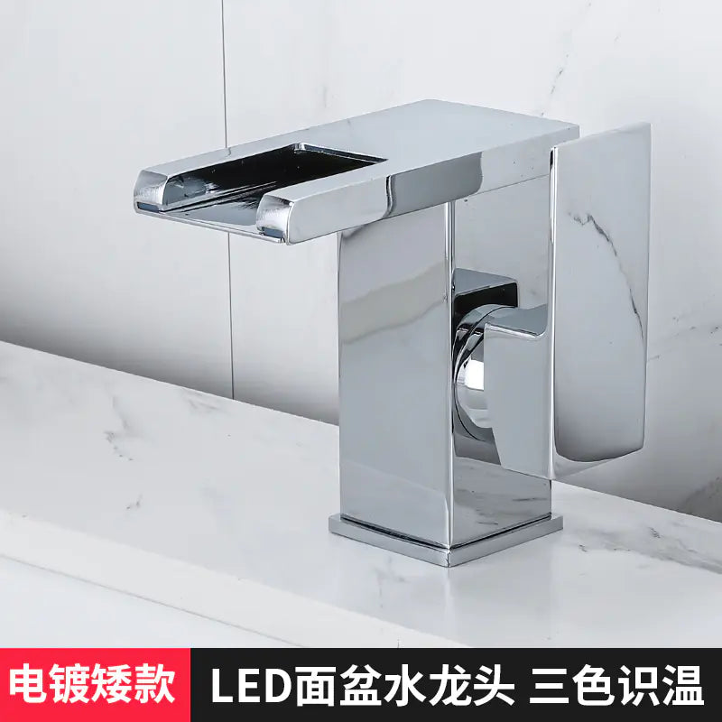 Black Waterfall Hot and Cold Basin Faucet for Bathroom
