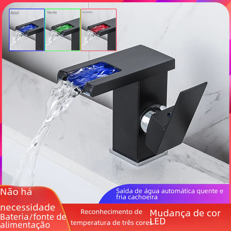 Black Waterfall Hot and Cold Basin Faucet for Bathroom