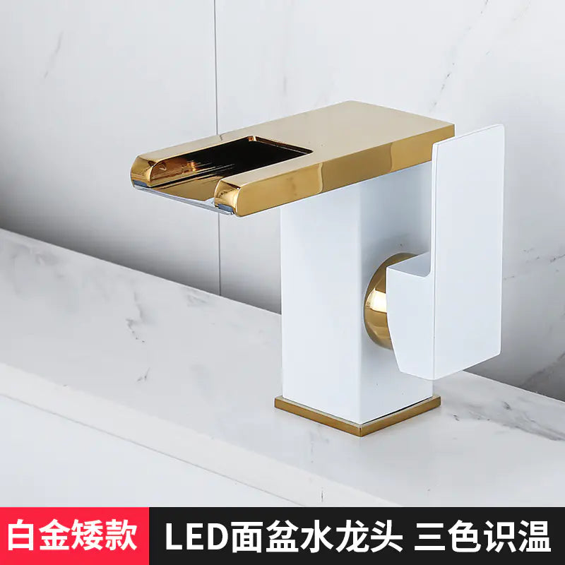 Black Waterfall Hot and Cold Basin Faucet for Bathroom
