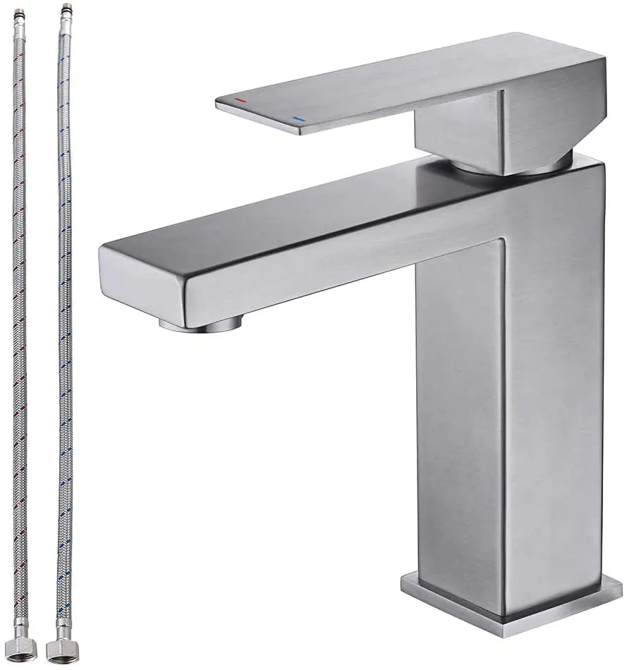 Brushed Nickel Single Hole Bathroom Faucet for Vanity