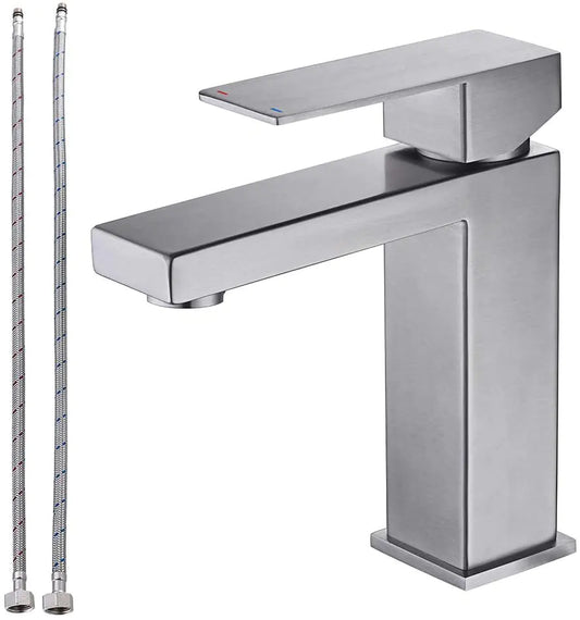 Brushed Nickel Single Hole Bathroom Faucet for Vanity