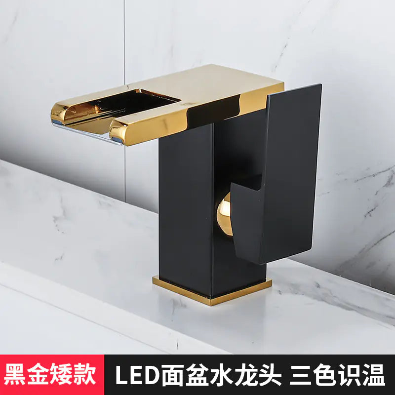 Black Waterfall Hot and Cold Basin Faucet for Bathroom