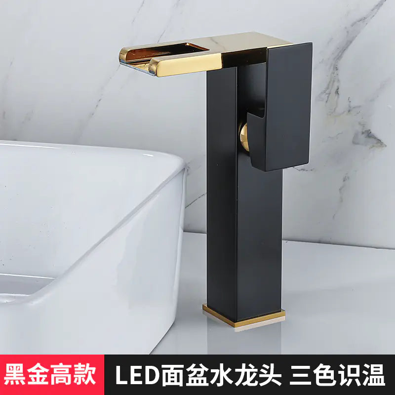 Black Waterfall Hot and Cold Basin Faucet for Bathroom